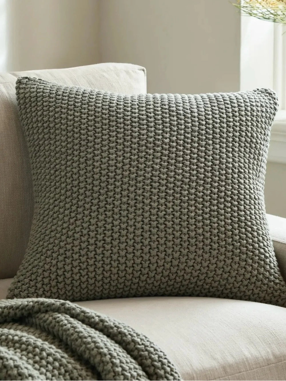 NWOT Quince Cotton Fisherman Pillow Cover, 20 X 20 (Dried Sage)